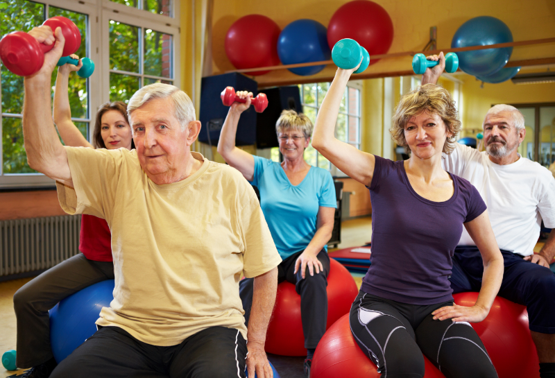 Strength training after 60 with light dumbbells to preserve muscle and independence.